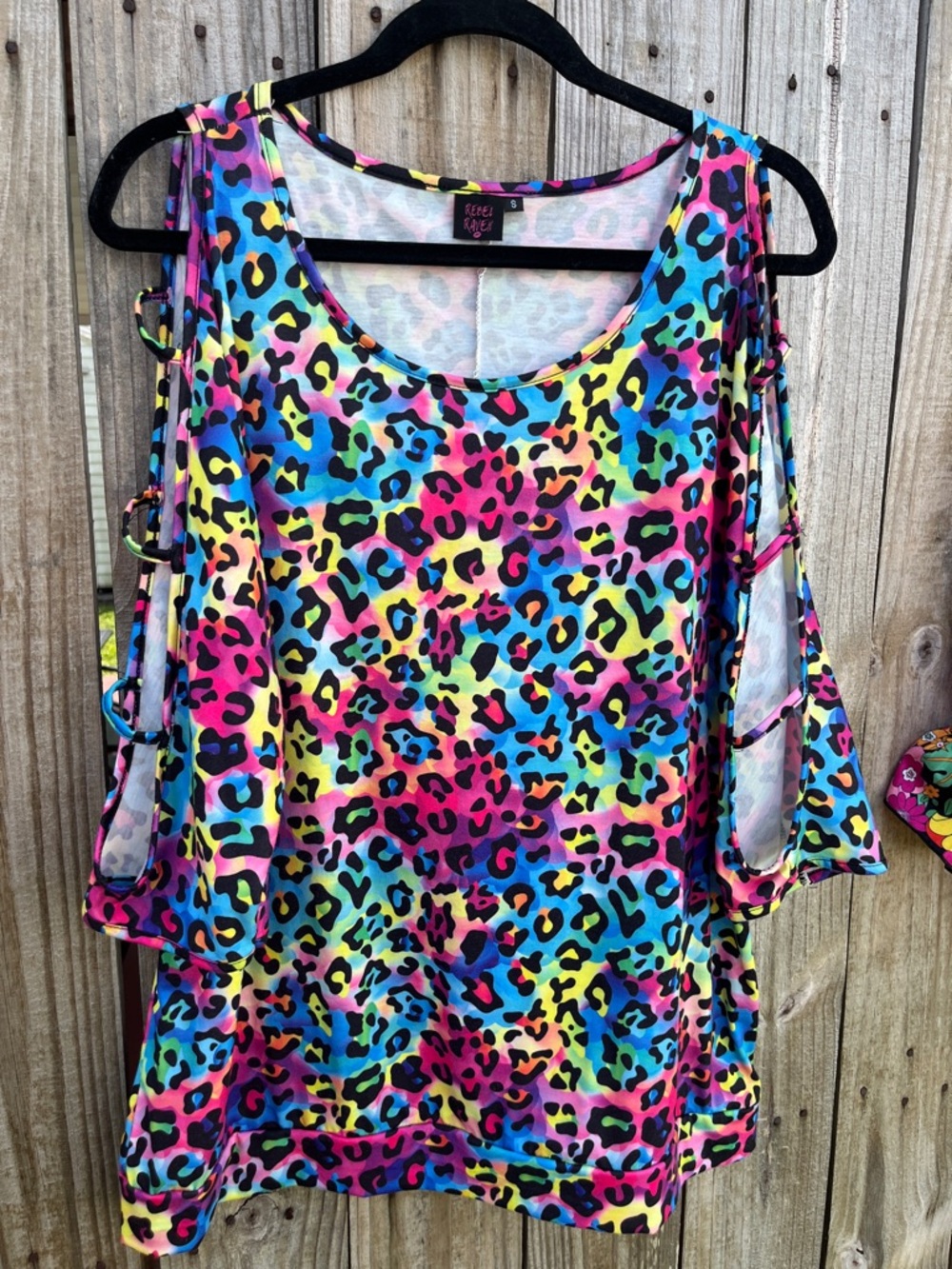 Multicolor Cold-Shoulder Leopard Print Blouse